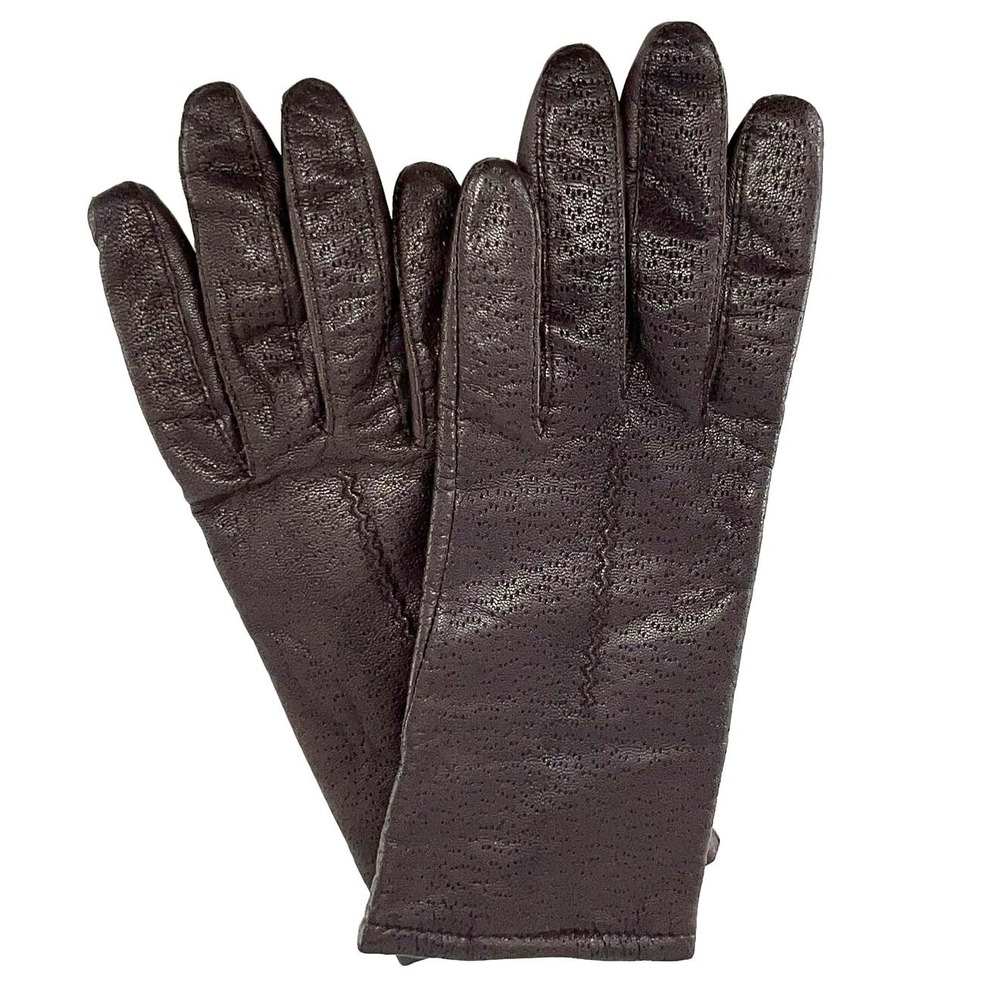 Fownes Leather Gloves Womens 7 Brown Leather Dress Fleece Lined